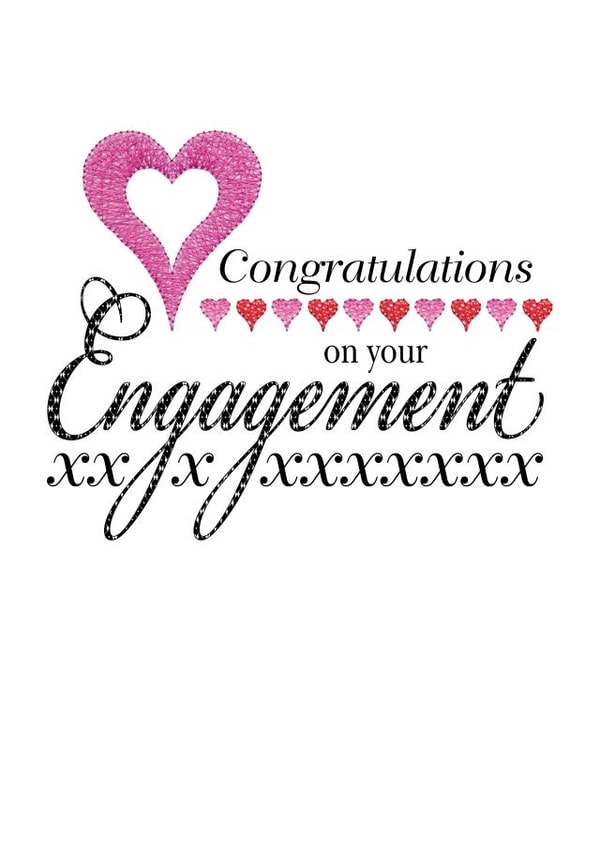 LOVE HEARTS engagement card - pink and black created by Gellie Design