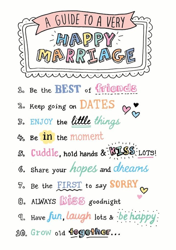Cute Marriage Anniversary Card - A Guide To A Very Happy Marriage created by Eskimo Kiss Designs