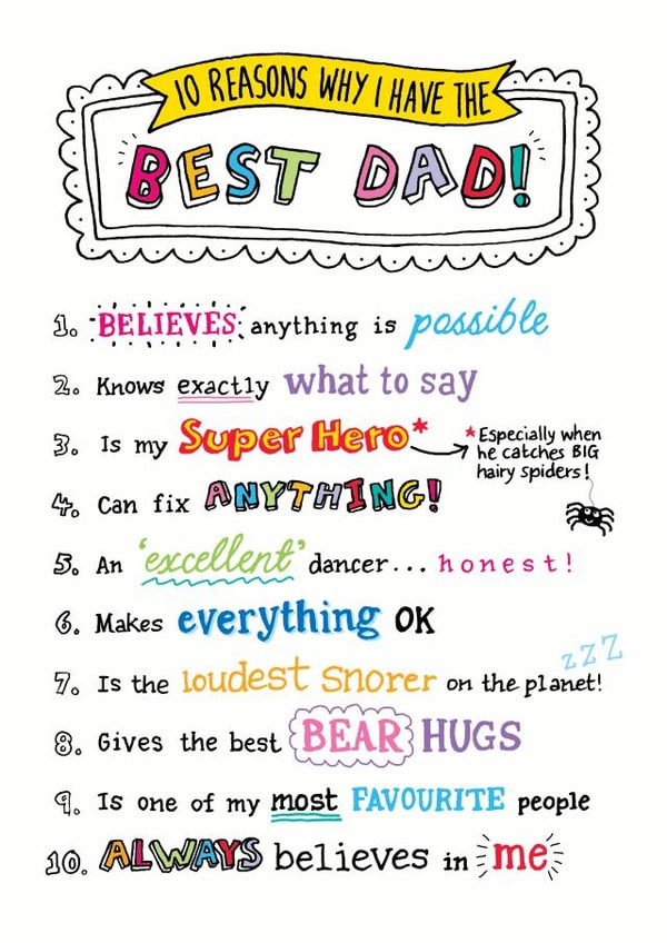 10 reasons why I have the best dad card created by Eskimo Kiss Designs