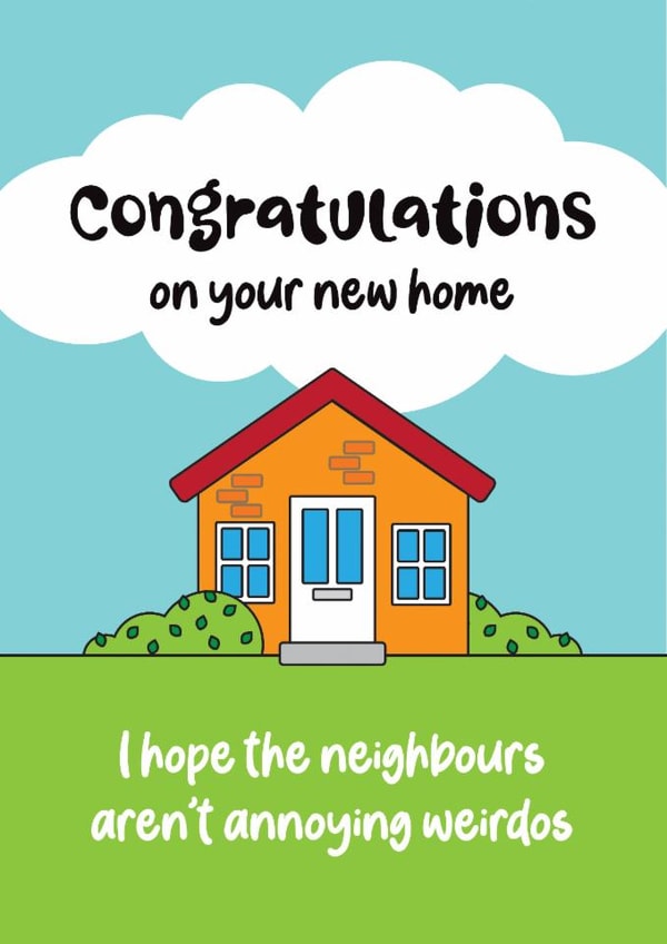 Funny New Home Card for friends, brother or sister created by Silly Prints