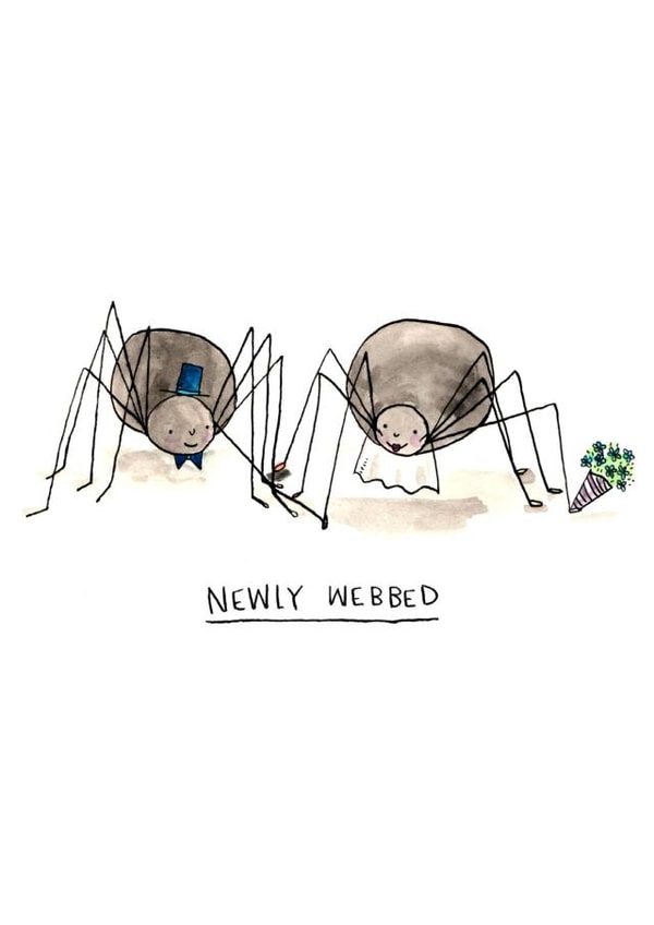 Newly Webbed- Spider Pun wedding card created by Jelly Armchair