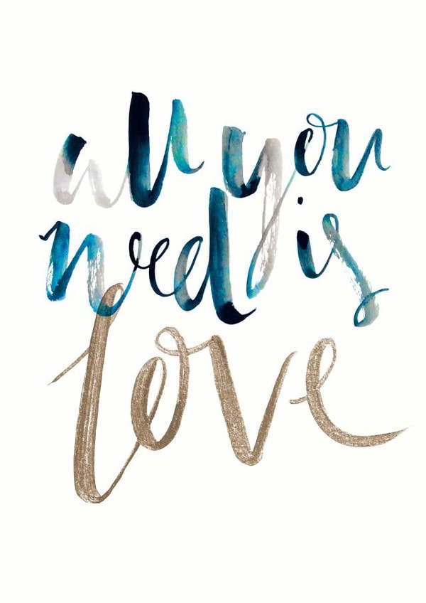 Pretty Typography Wedding Card / Anniversary Card - All You Need Is Love created by Bee Davies