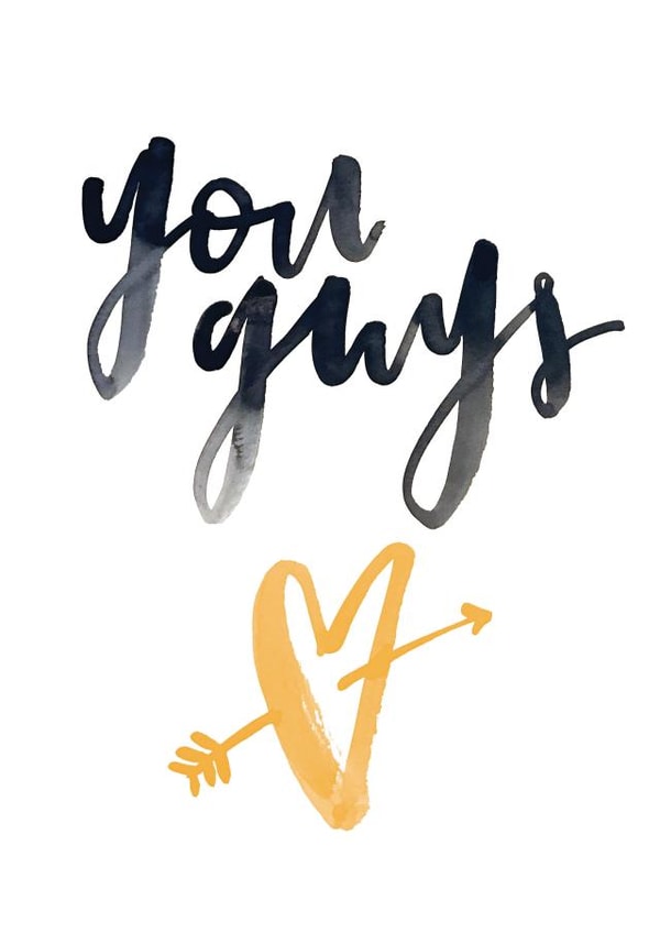 Cute Typography Anniversary Card / Wedding Card - Couple - You Guys created by Bee Davies