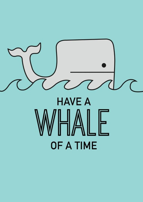 whale funny Leaving Card 5879 created by Leanne Parkinson