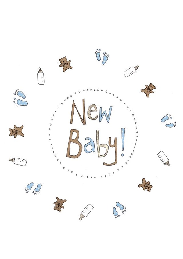 New Baby Boy  Card illustrated by Amy Cockcroft created by Ryland Studios