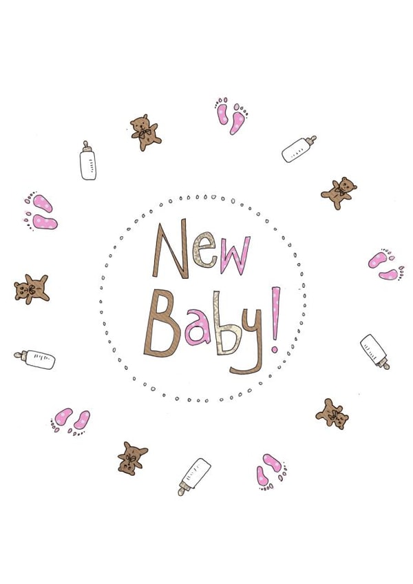 New Baby Girl pink Card illustrated by Amy Cockcroft created by Ryland Studios