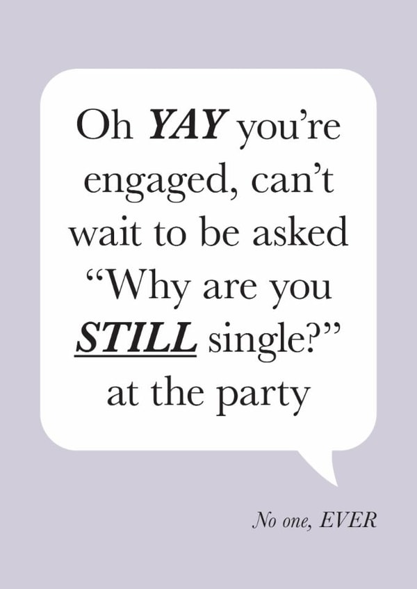 Yay, you're engaged! Lilac design. Single. Funny engagement card. created by Cookie Design