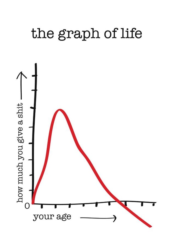 Rude Birthday Card - The Graph Of Life - How Much You Give A Shit created by Frankie Whistle