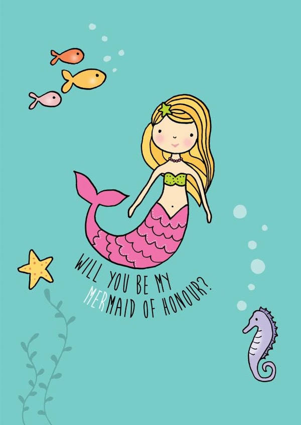 Will you be my mermaid of honour? - mermaid inspired maid of honour card created by Eskimo Kiss Designs