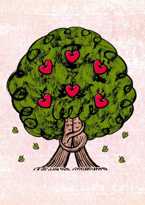 Cute tree illustration - perfect love card created by Happy Nut Creations
