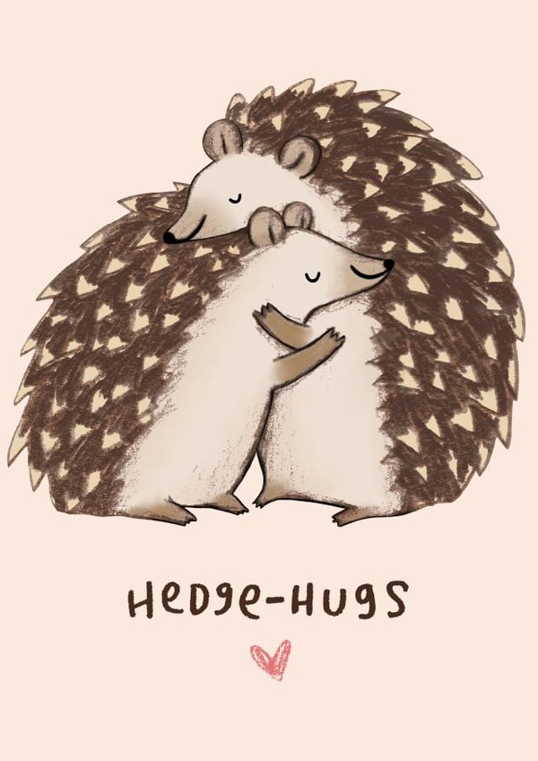 Cute Hedgehog Pun Anniversary Card / Valentines Day Card - Hedge Hugs created by Sophie Corrigan