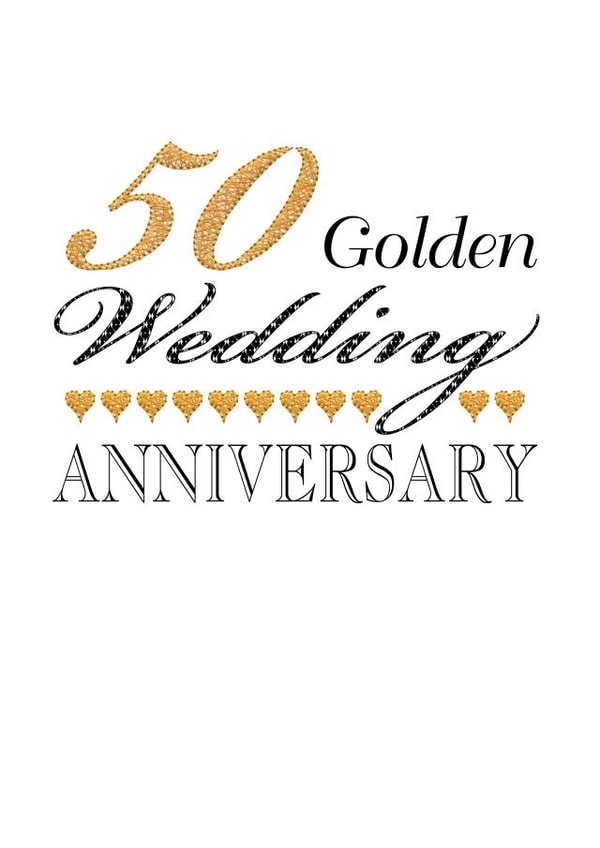 Cute Golden Anniversary Card - 50 Years - 50 Golden Wedding Anniversary created by Gellie Design