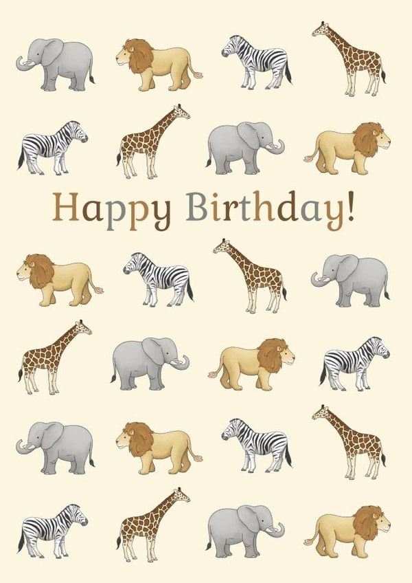 Cute Birthday Card - Animals - Safari created by Hazel Fisher Creations