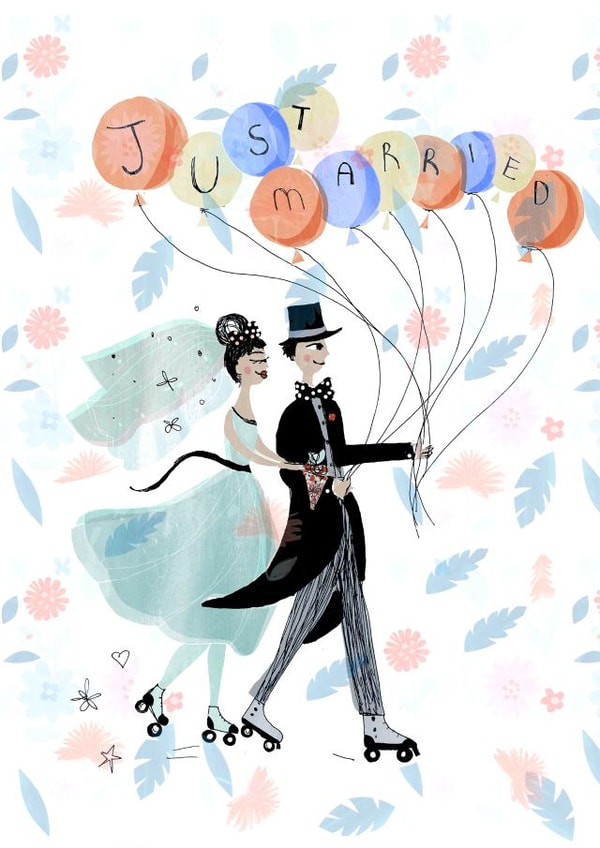 Just married balloon design created by Susse Linton