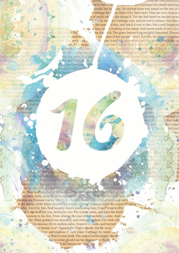 16 sixteenth Birthday Card 27774 created by Bookishly