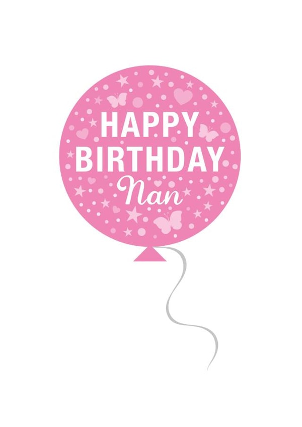 Pink balloon Nan birthday card created by Cookie Design
