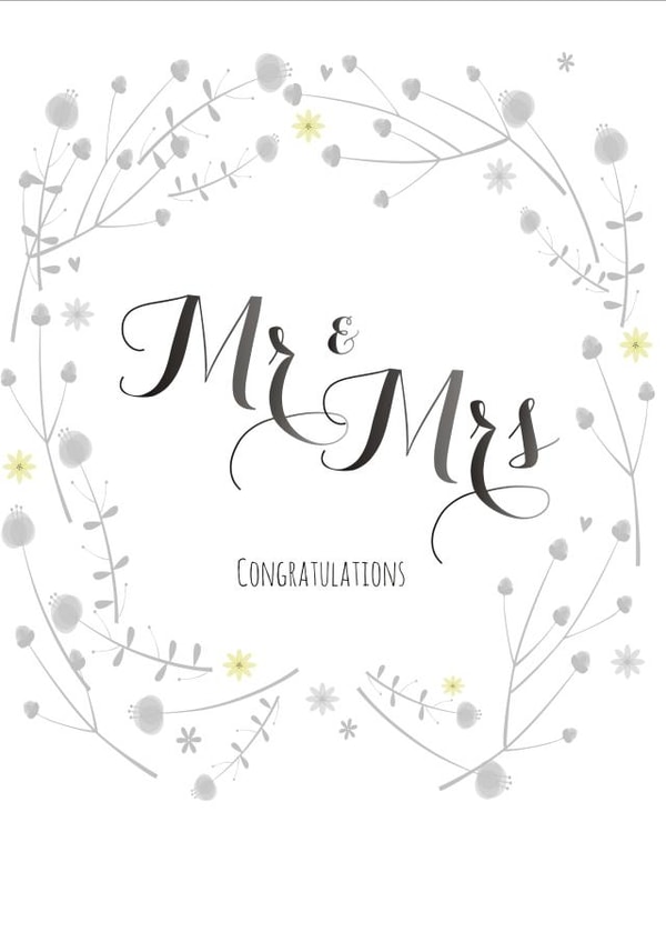 Monochrome Mr & Mrs wedding day card created by Claire Giles