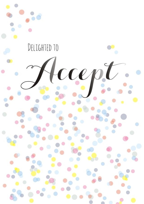 Accept a wedding invite - confetti created by Claire Giles