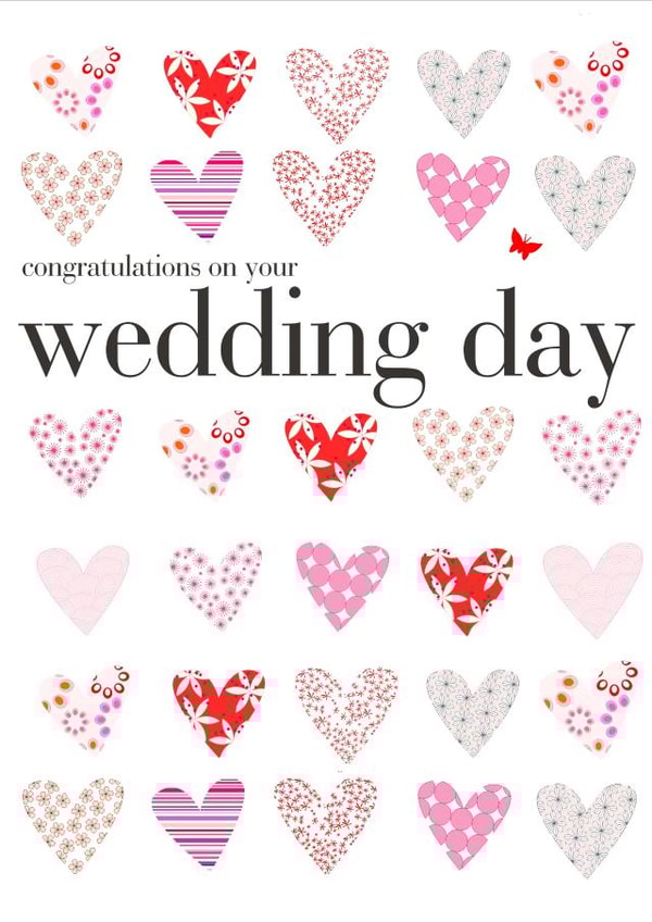 Wedding day congratulations - heart design created by Claire Giles