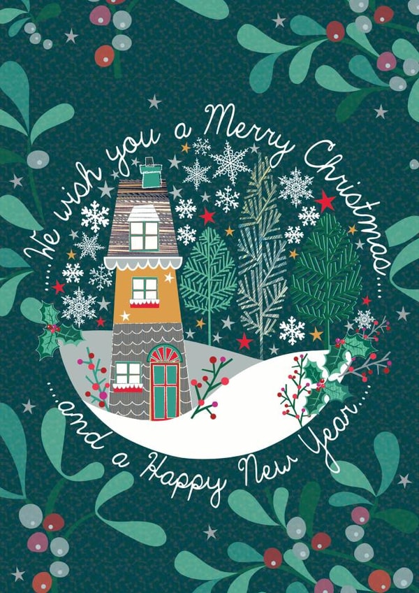 Modern/Contemporary Christmas Card, featuring a cute snow scene design. created by Laura Darrington Design Ltd.