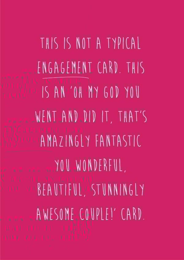 Pink 'oh my god' Engagement card created by Coulson Macleod