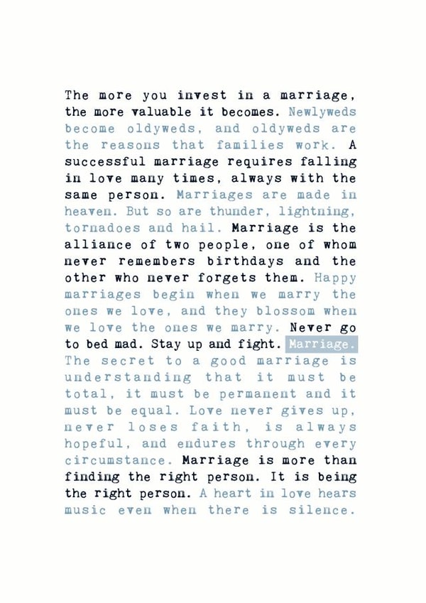 Marriage advise - wedding card created by Coulson Macleod