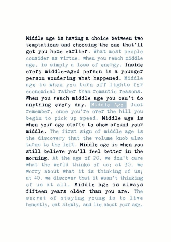 40th middleage Birthday Card 3963 created by Coulson Macleod