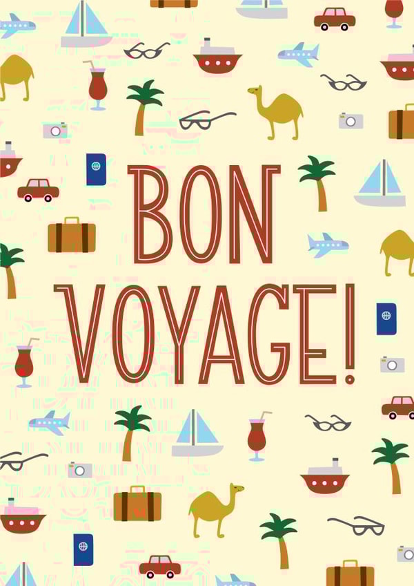 Cute Good Luck Card - Travel Motifs - Bon Voyage! created by Kay Wolfersperger