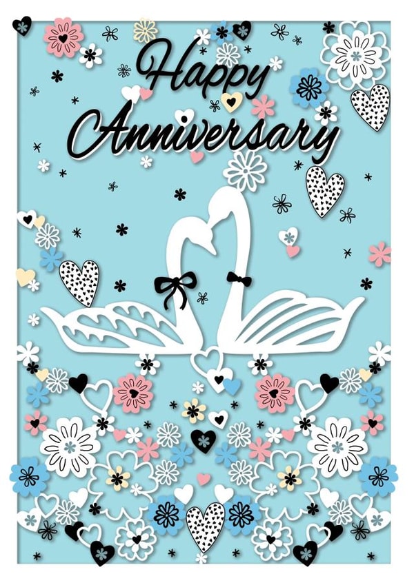 Cute Crafty Anniversary Card - Swans - Happy Anniversary created by michael cheung