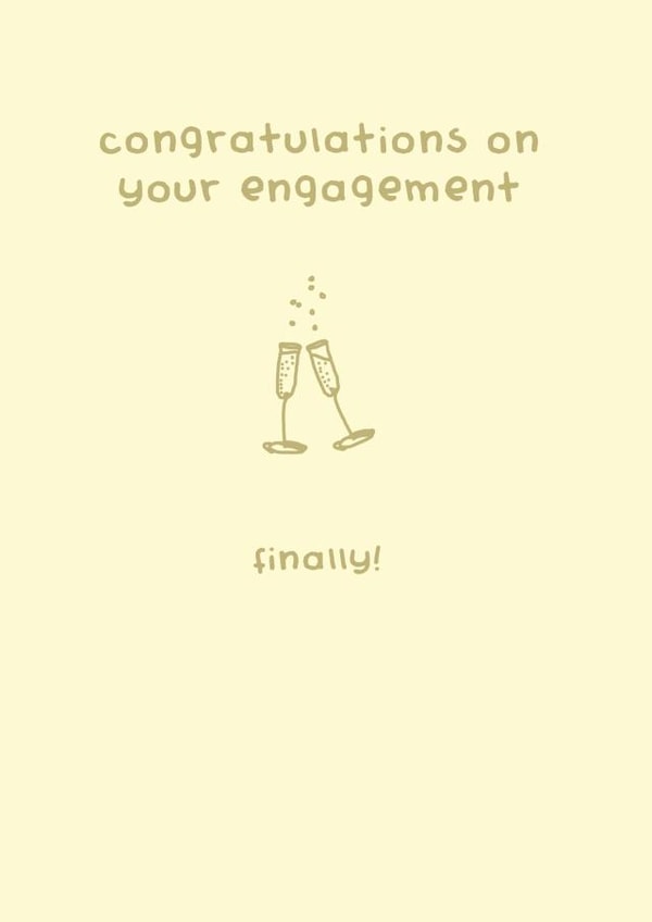 Congratulations on your engagement - champagne illustrated card created by Redback Cards