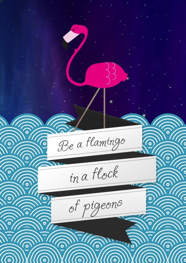 flamingo pink Just because Card 1212 created by Vektorama