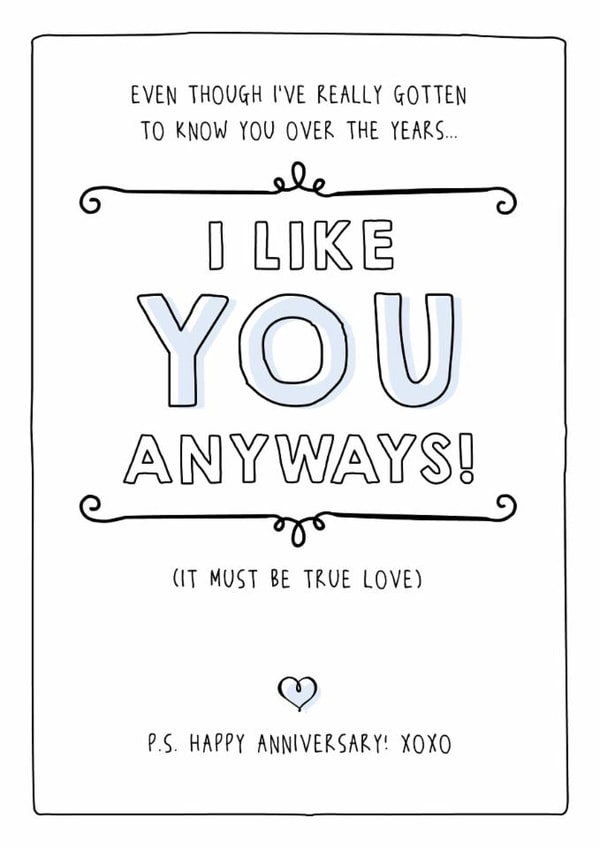 I like you anyways! - A cheeky and cute anniversary card created by Prairie Chick Prints