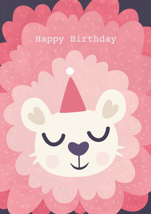 lion pink Birthday Card 1852 created by Claire Stamper