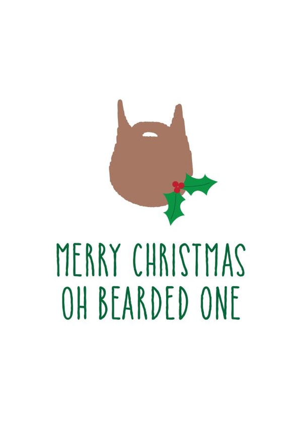Hipster - Modern - Funny - Trendy - Hipster Beard - Oh Bearded One - Oh Christmas Tree - Pun - Christmas Card created by Silly Prints