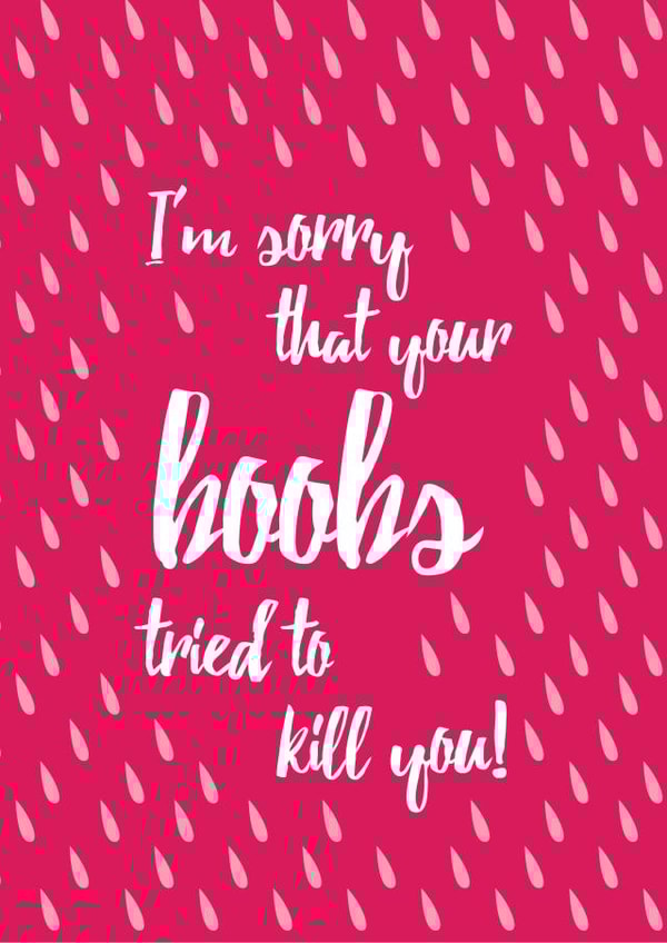 cancer boobs Thinking of you Card 3989 created by PaperJam Print Co.