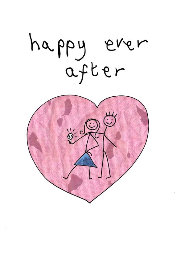 Happily ever after - Cute stick drawing card created by Greetings by Nibby Williams