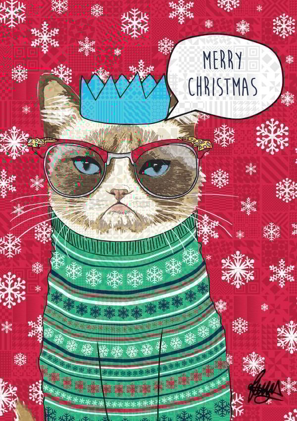 Grumpy cat meme Christmas card created by Rose Hill Designs