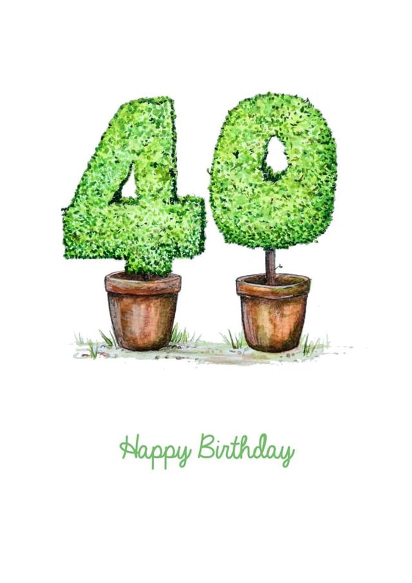 Classic 40th Birthday Card - Shrub - Plant Pot created by Nancy Horton