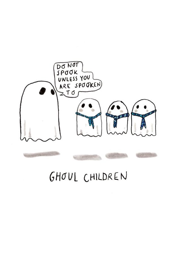 Funny Just Because Card - Ghoul Children - Punny Illustration created by Jelly Armchair