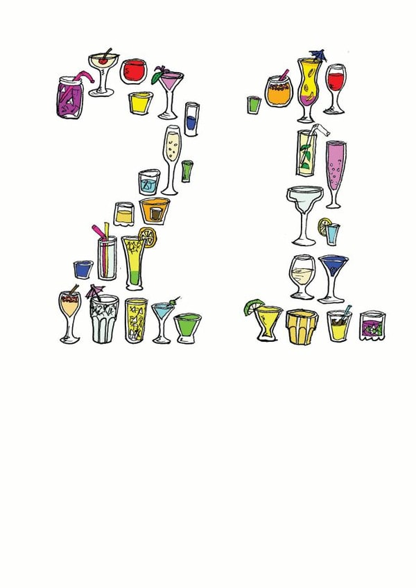 21 cocktails Birthday Card 7002 created by A Ray of Sunshine Cards