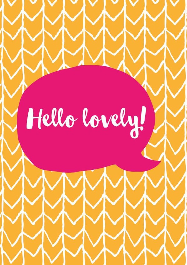 Bright Yellow and Pink Speech Bubble Hello Lovely! Just Because card created by Modupe Yalley