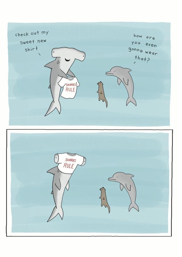 Funny Birthday Card - Sharks Rule T-Shirt - Silly Humour created by Redback Cards