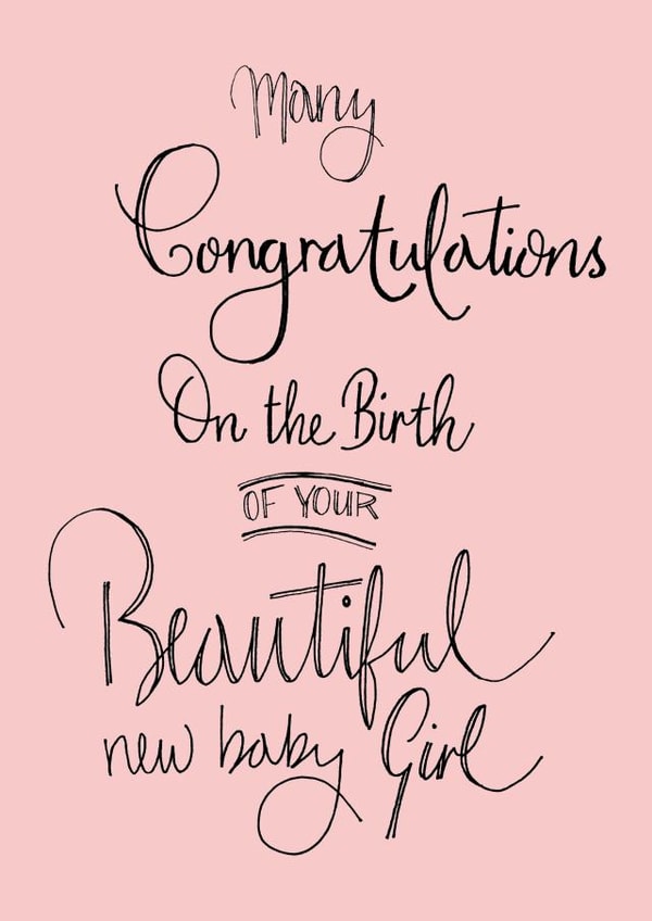 Pink New Baby Girl Card created by Naughty Nice