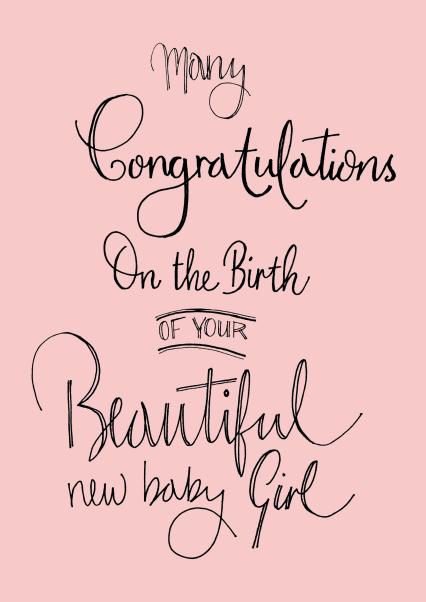 Pink New Baby Girl Card card