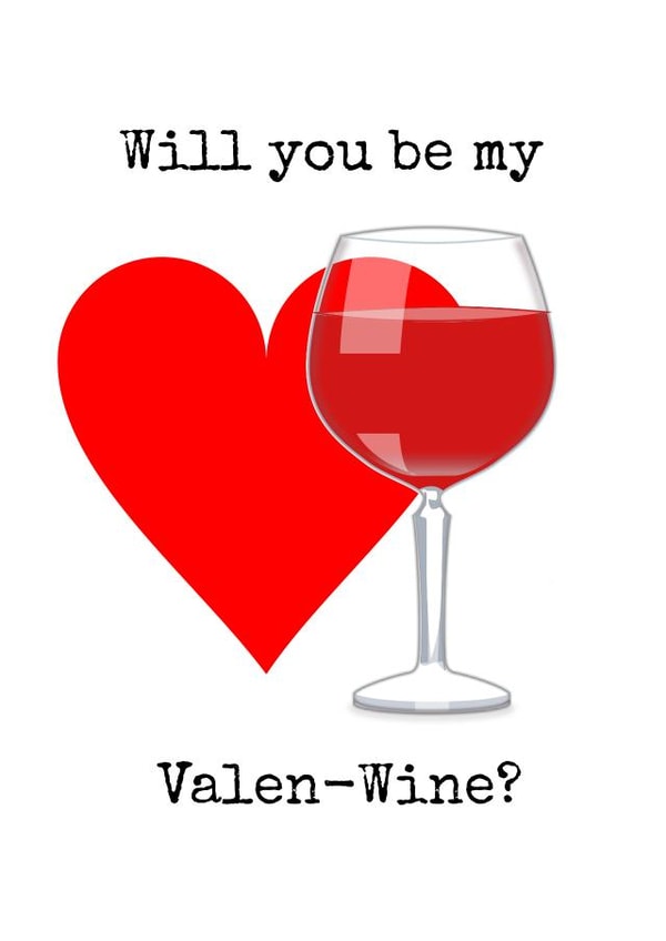Valentine Wine Valentines Day Card 25466 created by Doodle Dot Design Co