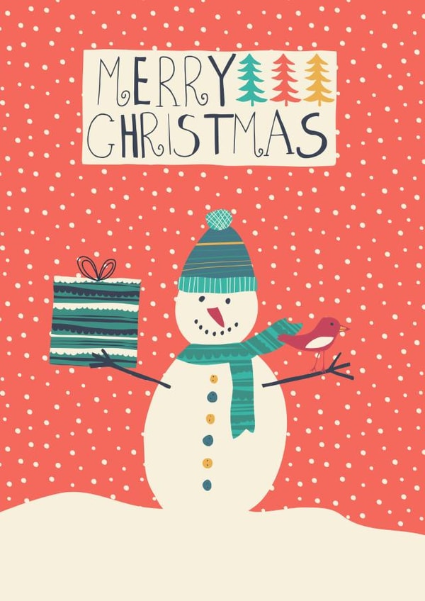 Snowman present Christmas card created by Jessica Hogarth