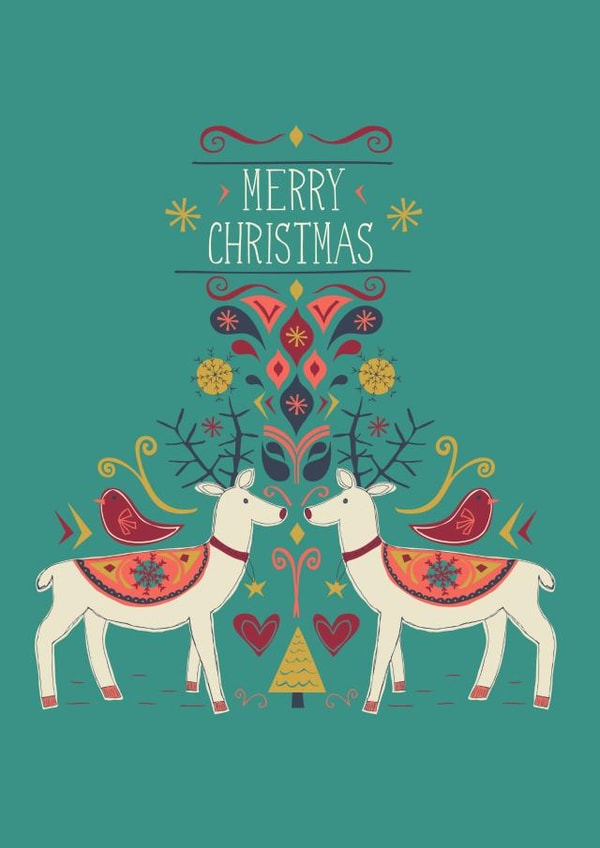 reindeer contemporary Christmas Card 1678 created by Jessica Hogarth