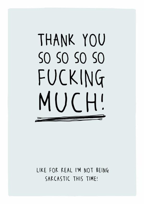 Thank you so so so fucking much - Sweary and funny Thank You Card created by Prairie Chick Prints