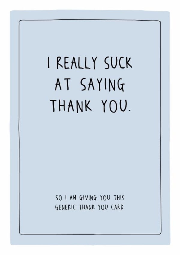 I really suck at saying thank you - Funny thank you card created by Prairie Chick Prints