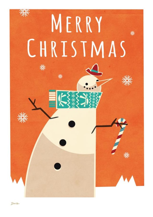snowman snow Christmas Card 23737 created by Daviz